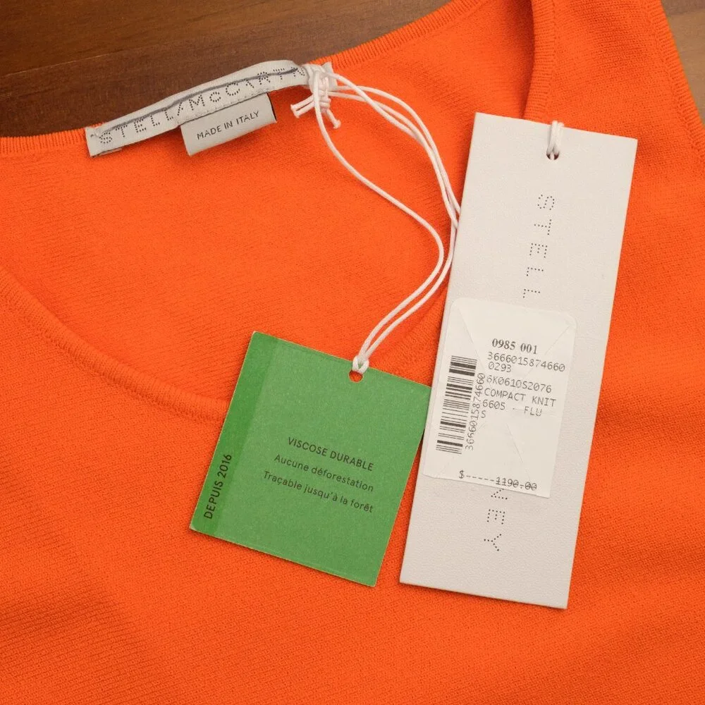 Stella McCartney Sleeveless Compact Knit Minidress, Bright Orange, Small - Picture 5 of 10